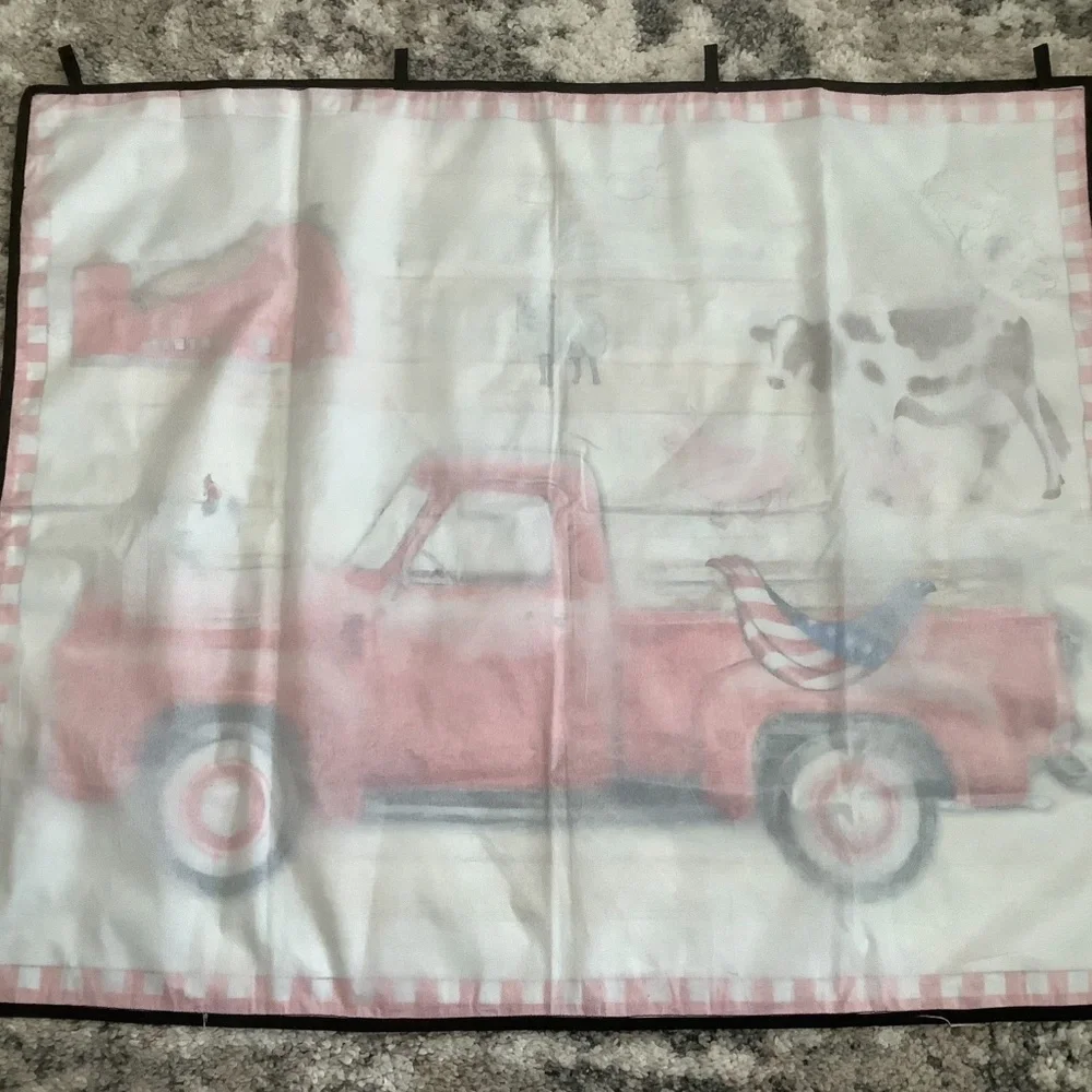 Red truck wall hanging with top tabs